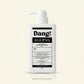An image of a white bottle with pump and black text agaist an offwhite background
